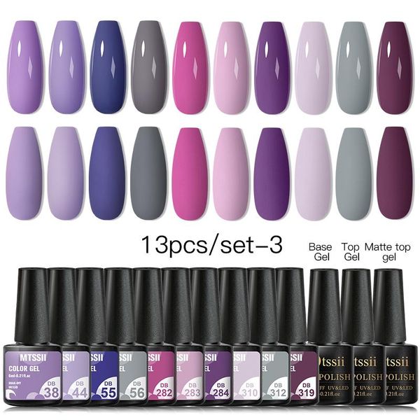 

nail gel mtssii polish set 9/13pcs hybrid varnish soak off uv led semi permanent for manicure art kit base top, Red;pink