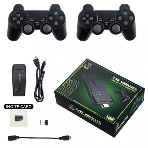 

portable game players video consoles 4k hd 2.4g draadloze 10000 games 64gb retro mini classic gaming gamepads tv familie controller voor ps1