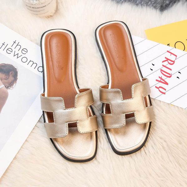 

2021 new women's summer sandals flat heel fashion fashion outerwear flat beach shoes flip flops casual women slippers, Black
