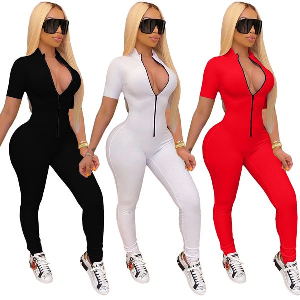 

women designers clothes 2021 winter jumpsuits slim solid colour zipper long sleeve skinny one piece pants ladies new fashion rompers, Gray