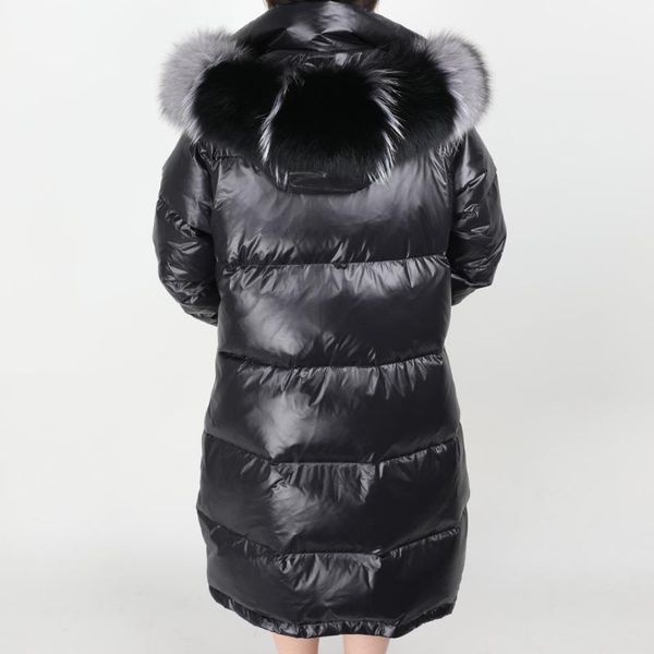 

women's down & parkas 2021 fashion women's jacket natural big fur collar white duck thick warm long coat winter park parker1, Black