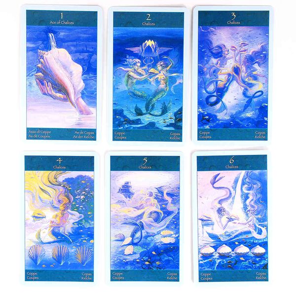 Tarot de Sereias Deck Prisma Vision Tarotcard Game 78 cartões com diureza Divinate Inglês e Espanhol Edição Toy S23UP