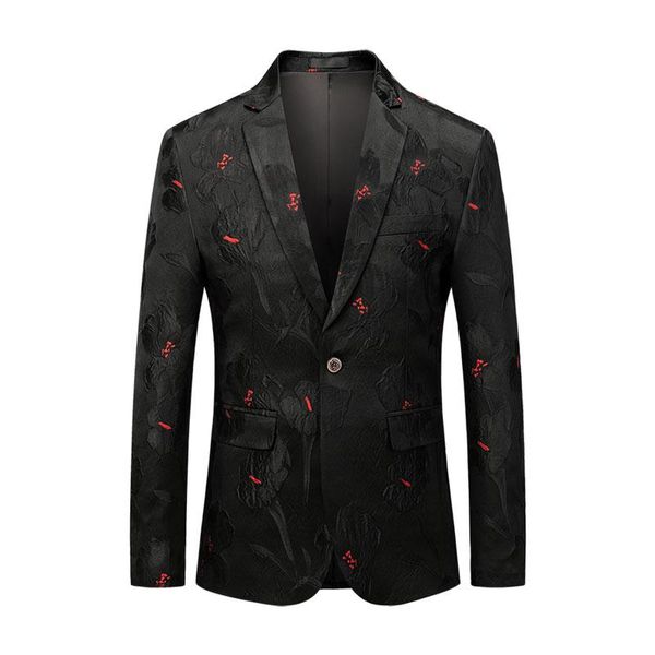 

christmas black men's jackets chinese style classic flowers pattern printed blazer masculino slim fit 5xl 4xl #916, White;black
