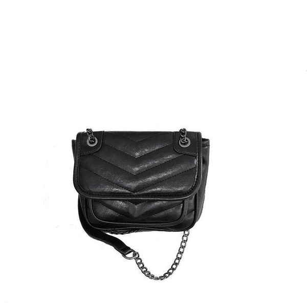 

evening bags ins super fire one-shoulder messenger small bag rhombic chain female simple wild soft leather retro black four sea