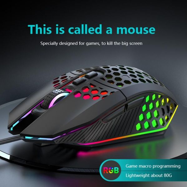 

mice mouse 7 buttons usb wired hollow 6 speed 8000 dpi adjustable lighting gaming for computer pc laptop
