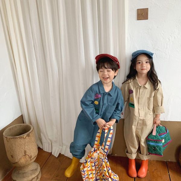 

jumpsuits 2021 style girls boys overall autumn kids long pants 2-7 years, Blue
