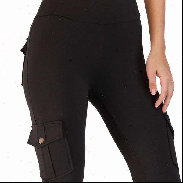 

fashion womens leggings high waist fitness pocket solid color skinny leggings slim fit workout black leggings
