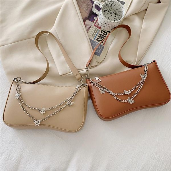 

evening bags fashion women butterfly chain shoulder pure color casual all-match underarm elegant ladies small handbags purses