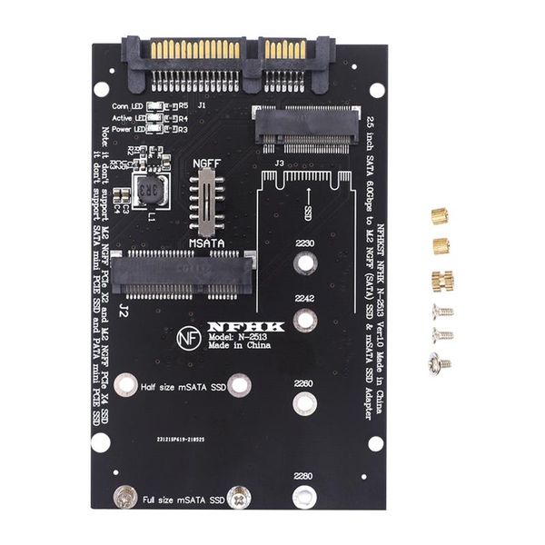 

computer cables & connectors tishric m.2 msata to sata 2.5 inch adapter board ngff/msata ssd 6.0gbps support 2230/2242/2260/2280 hard disk