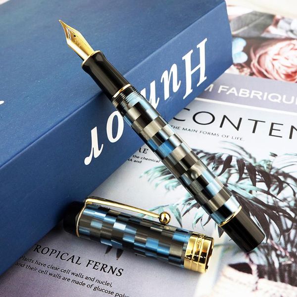 

fountain pens jinhao 100 centennial resin pen blue checkerboard ef/f/m/bent nib ink with converter for business office writing