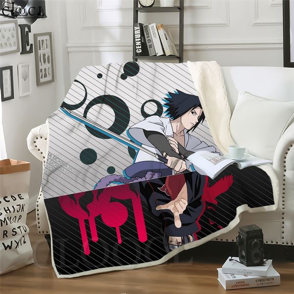 

cloocl blankets anime naruto uchiha sasuke 3d print hip-hop style air conditioning travel throw blanket teens plush quilt