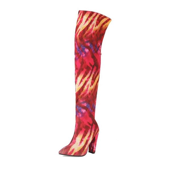 

boots 2021 autumn and winter women's european american fashion trend color thick heel over the knee long, Black