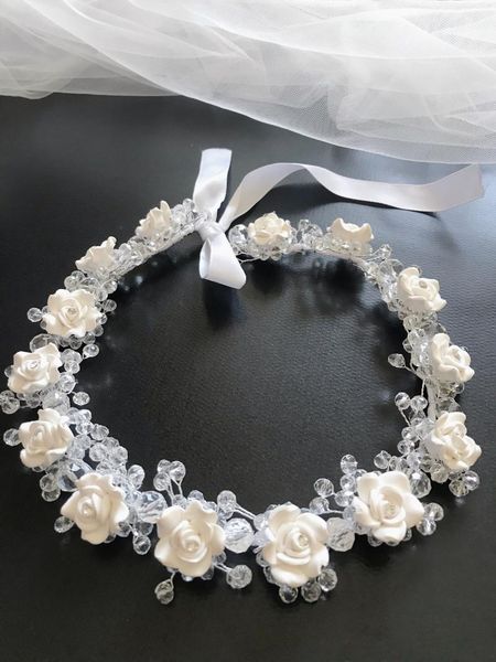 

headpieces bridal wedding hair accessories pearl flower girl headband ribbon headpiece jewelry, Silver