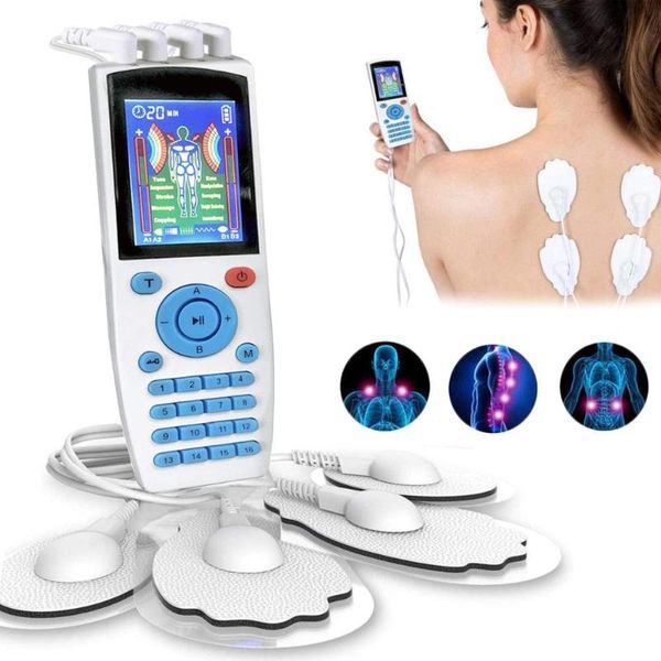 

electric massagers rechargeable 16 modes electronic pulse massager ems tens unit muscle stimulator pain relief therapy with electrode pads