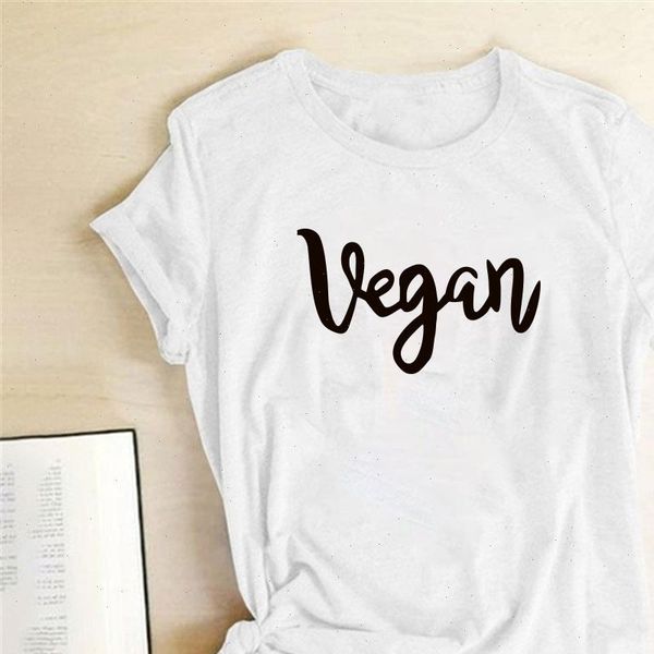 

vegan letter print t shirts women shirts harajuku shirt women fashion for teens round neck pullover ropa para mujer, White