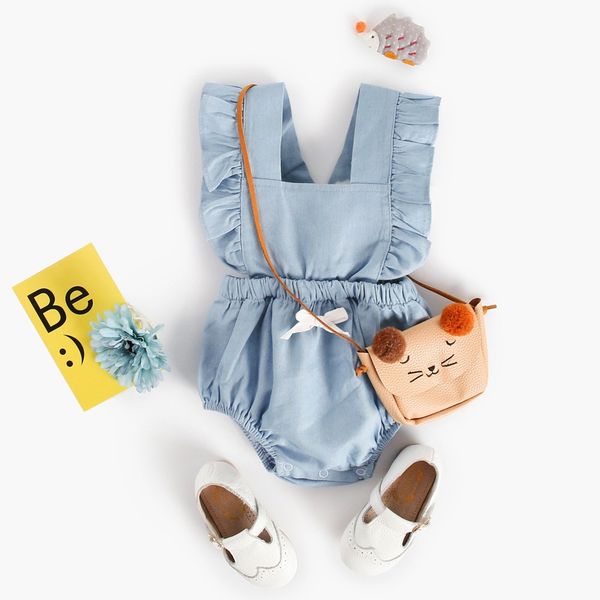 

cowboy baby clothes baby crawls summer clothes cotton girl clothes romper, Blue