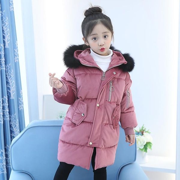 

coat 2021 girls long paragraph thickening fashion warm cotton jacket, Blue;gray