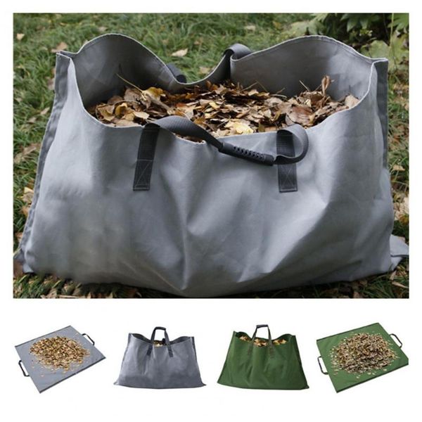 

storage bags 2 in 1 folding waterproof leaves bag tear-resistant lawn garden garbage pouch multifunctional home organization
