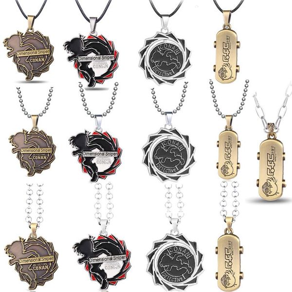 

pendant necklaces japan anime cartoon detective conan necklace skateboard rope chain chaveiro women men's jewelry, Silver