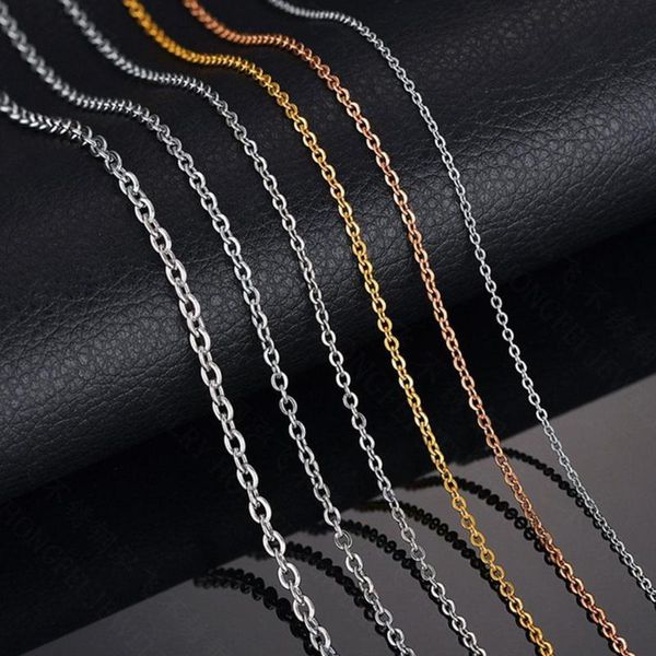 

chains basic stainless steel necklace for men women chian necklaces o link chain chokers accessories black gold tone solid metal, Silver
