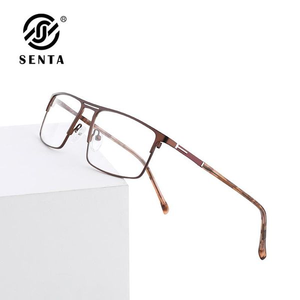 

fashion sunglasses frames senta 2021 metal eyeglasses for male solid square vintage optical prescription myopia hyperopia glasses blue brown, Black