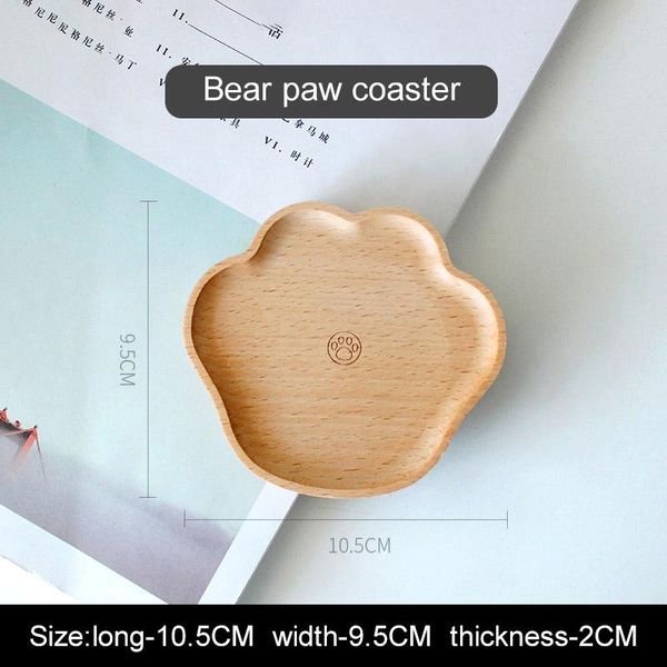 

durable wood coasters placemats bear shape heat resistant drink mat table coffee cup pad non-slip cup insulation mat