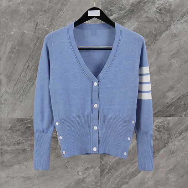 

ins net red new product spring and autumn tb sky blue academy wind wool knitting v-neck cardigan sweater slim fitting coat girl, White;black