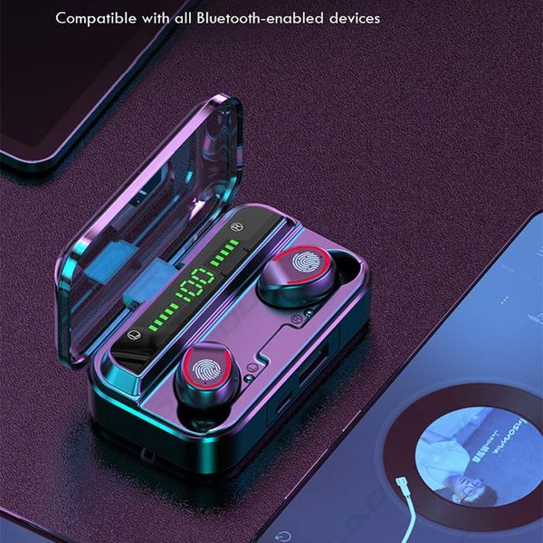 

bluetooth 5.1 wireless headphones with microphone waterproof sport tws earphones touch control music earbuds mini