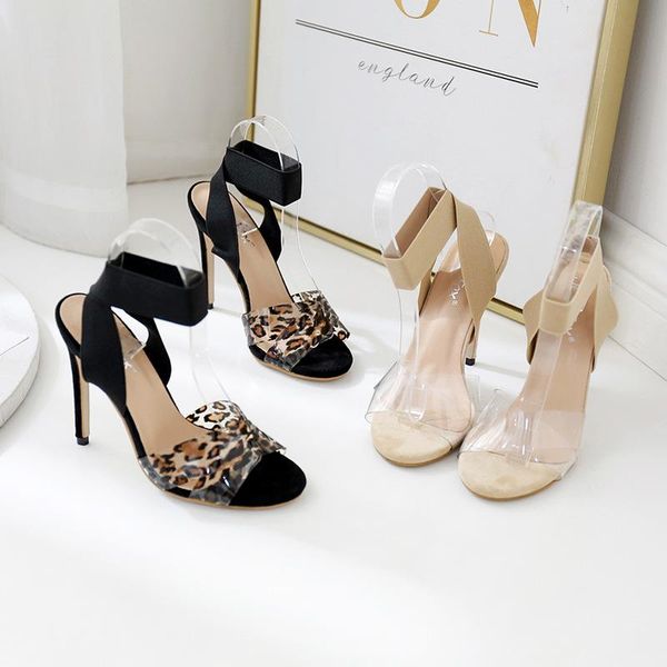 

fashion womens shoes 2021 sandals strappy heels luxury multicolored girls high elastic band leopard comfort, Black