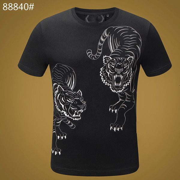 

t shir 100% coon tiger shirs men summer basic solid crysal skull casual punk high qualiy leer tee clohing shor sleeve, White;black