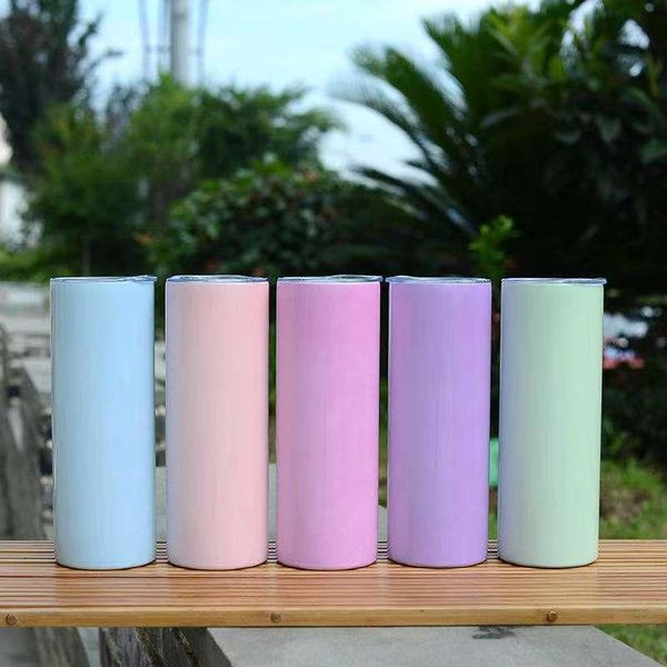 Garrafas de água Double Wall Isolados Copo de Vácuo Impressão de Calor Impressão de Aço Inoxidável Aço UV Color Mudança de Sublimação Tumblers