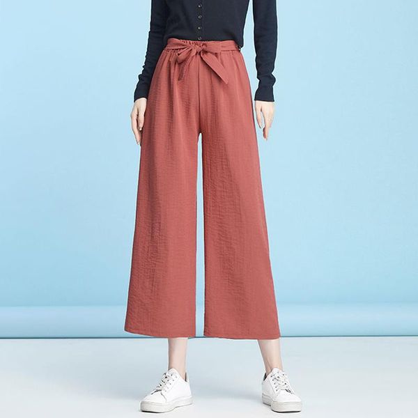 

women's pants & capris 2021 wide leg casual ankle-length fashion large size loose pant female summer high waist, Black;white