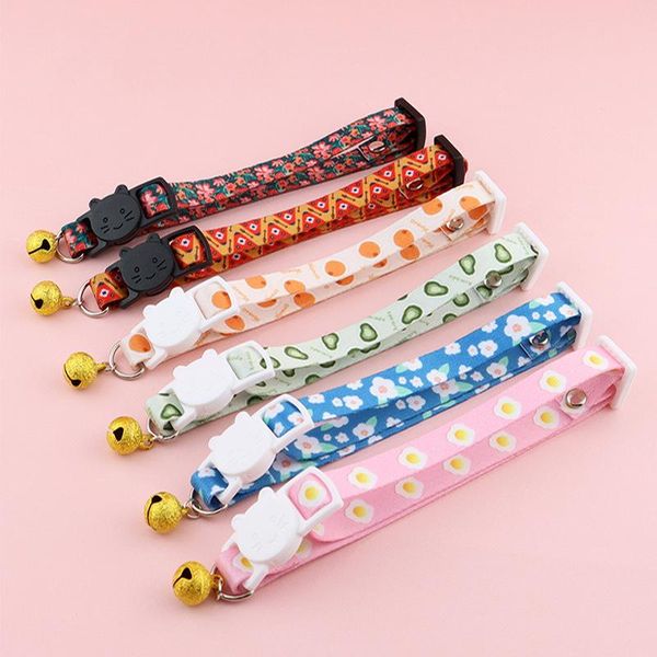 

cat collars & leads cute bell cartoon polyester pet fruit print multicolor safety comfortable supplies printed belt