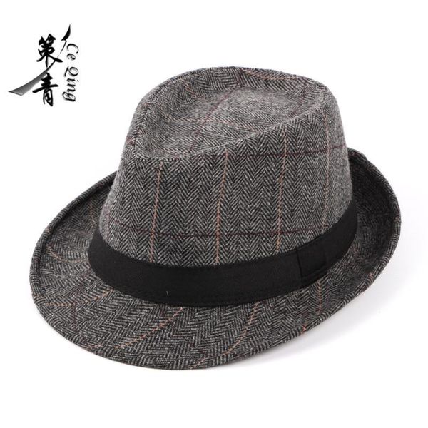 

cycling caps & masks british style classic plaid jazz hat male middle-aged old man autumn and winter hair, Black