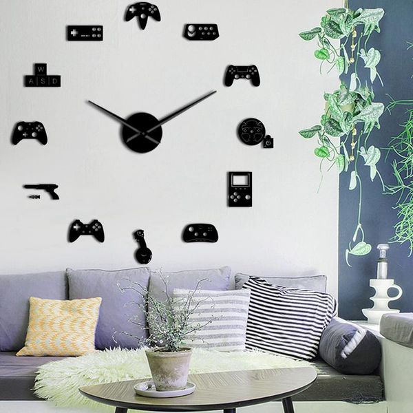 

game controller video diy giant wall clock joysticks stickers gamer art gaming signs boy bedroom room decor clocks