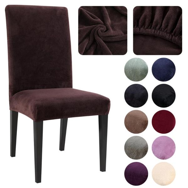 

chair covers 1/2/4/6pcs removable stretch solid color cover plush soft fabric dining room seat for kitchen wedding banquet