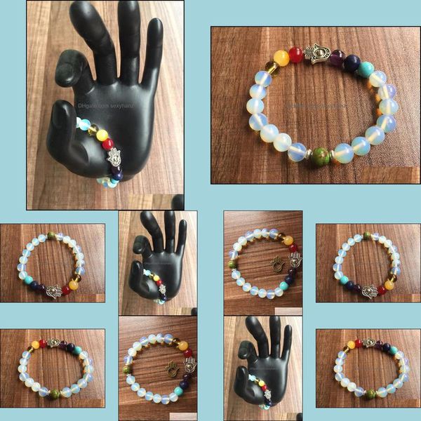 

jewelry chakra bracelet natural stone 8mm opal bracelets palm mala beads meditation wrist prayer yoga beaded, strands drop delivery 2021 odp, Black