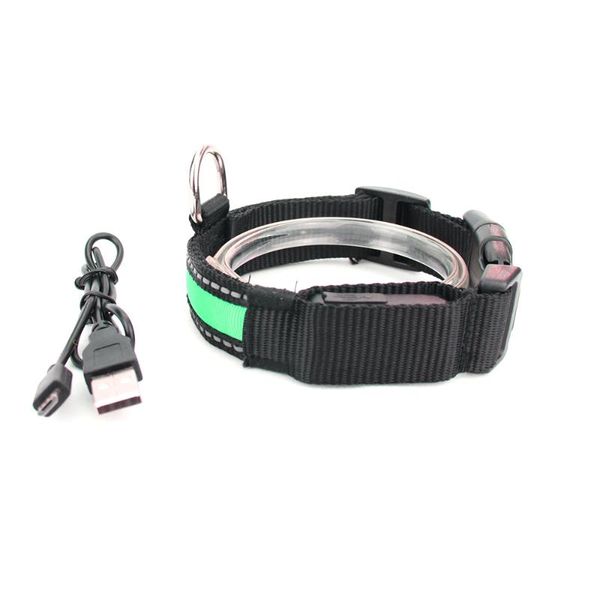 

dog collars & leashes waterproof led collar usb charging anti-lost nylon light for dogs puppy supplies pet products accessories