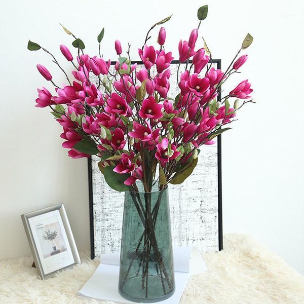 

magnolia artificial flower silk for wedding decoration fake flowers branch home diy decorative & wreaths1