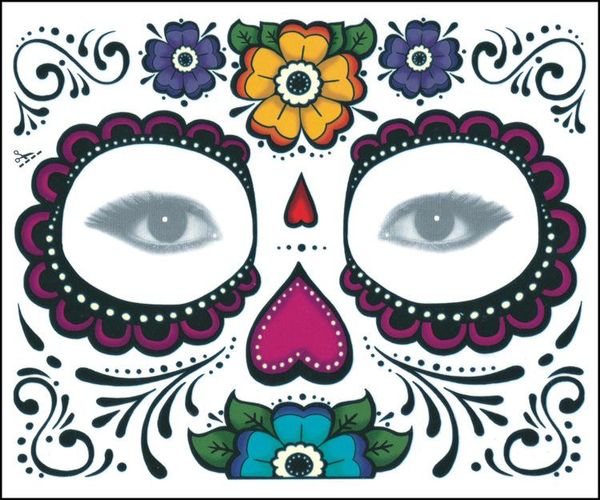 2021 neues WASSERDICHTES TAG DER TOTEN DIA DE LOS MUERTOS MEXIKO GESICHTS-TATOO HOHE QUALITÄT UMWELTFREUNDLICH