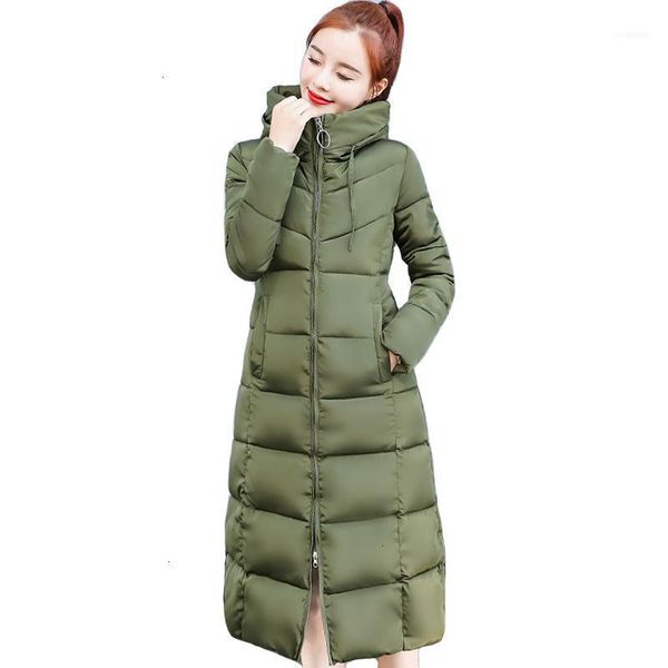 

plus size 4xl 5xl 6xl winter jas women capuchon warm thicken women's jacket long park slender1, Black