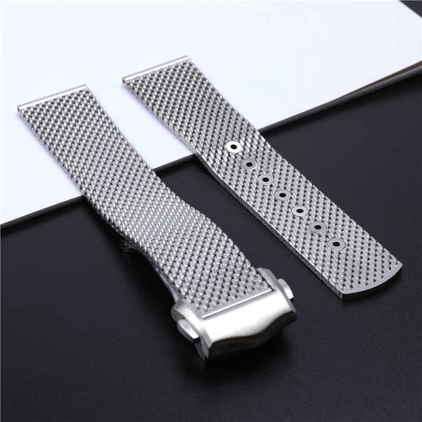 

20mm titanium steel braided watchband for omega 007 seamaster james bond watch strap folding buckle accessories h0915, Silver