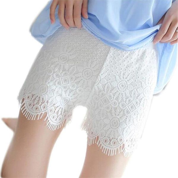 

yrrety fashion lace shorts high waist women summer shorts plus size lace floral hollow black summer fitness short, White;black