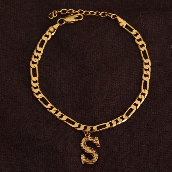 

anklets wando ethiopia length 22cm + 10cm extender chain/gold color couple initial letters anklet for women alphabet jewelry gifts, Red;blue