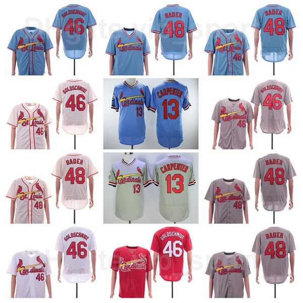 

baseball 2018 style 48 harrison bader jersey 13 matt carpenter 46 paul goldschmidt pullover flexbase cool base stitched team clearance, Blue;black