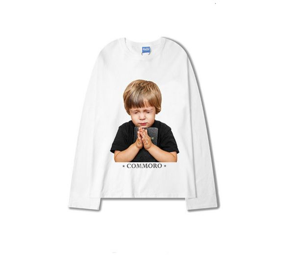 

2021 new spring and in autumn retro street wear long sleeve t-shirt of men weird things from cartoon printing boy shirts dark men's sou, White