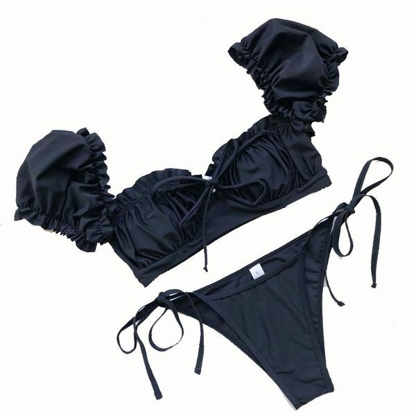 

low waist bikini set bandage thong t shirt swimsuit biquini women two pieces swimwear beachwear bathing suit
