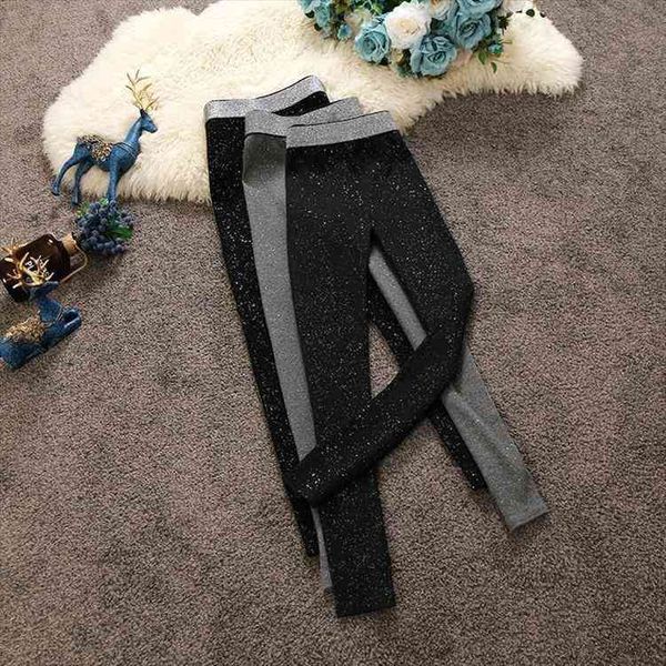 

summer personality galaxy sequins women leggings pencil pants ankle-length casual elastic high waist trousers t214, Black