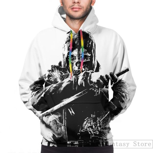 

men's hoodies & sweatshirts mens sweatshirt for women funny weathered corvo dishonored print casual longsleeve coat streatwear, Black