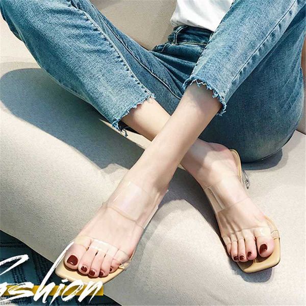 

transparent high heels women square toe sandals summer shoes woman clear high pumps wedding jelly buty damskie heels slippers, Black